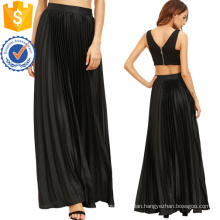 Pleated Flare Floor Length Skirt With Zipper Side Manufacture Wholesale Fashion Women Apparel (TA3082S)
